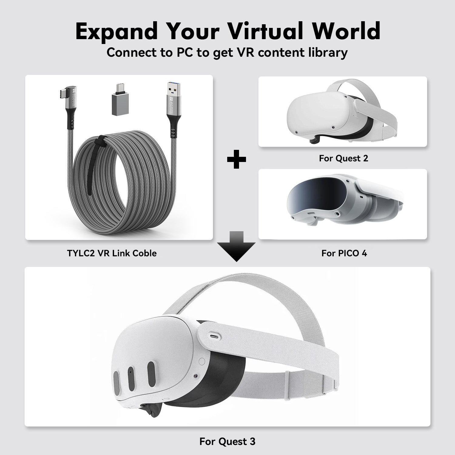 Data Transfer Quest Link Cable Oculus Link To Steam Vr Which USB-C