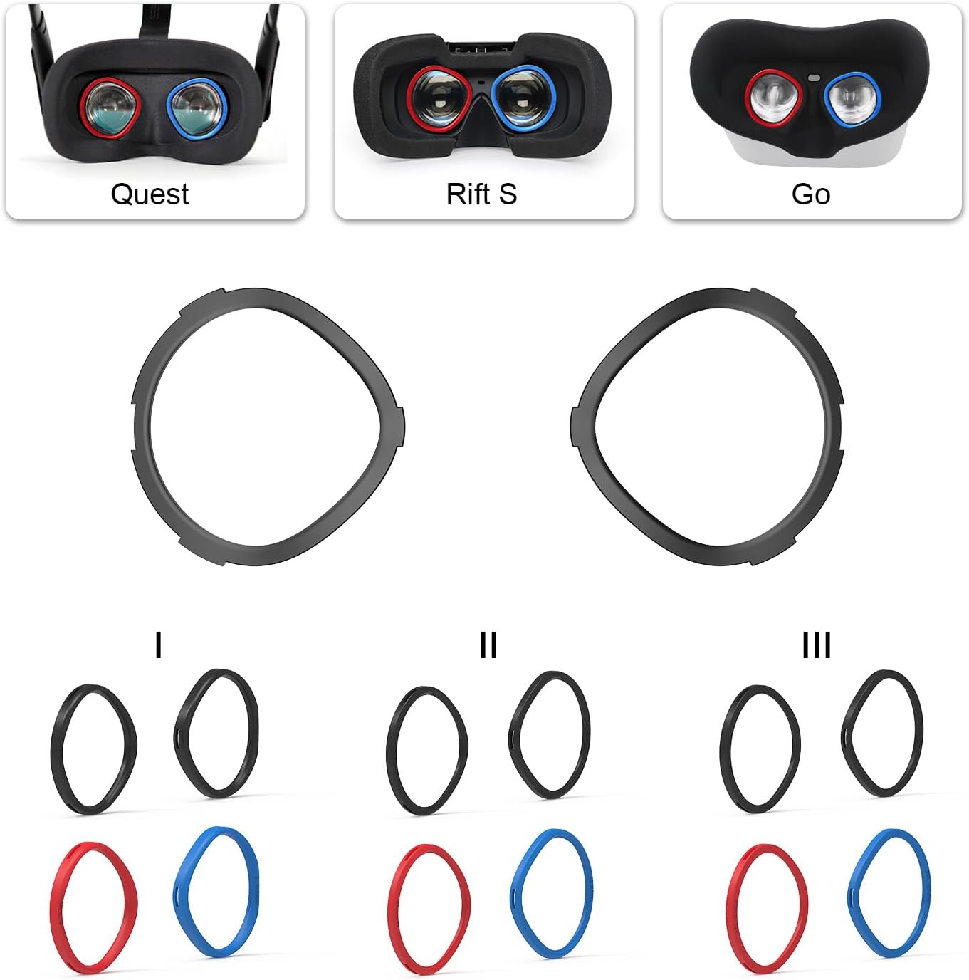 AMVR 6 Pairs Glasses Spacer for Quest 2, Quest 1/Rift S/Go（Red & Blue） AMVRSHOP