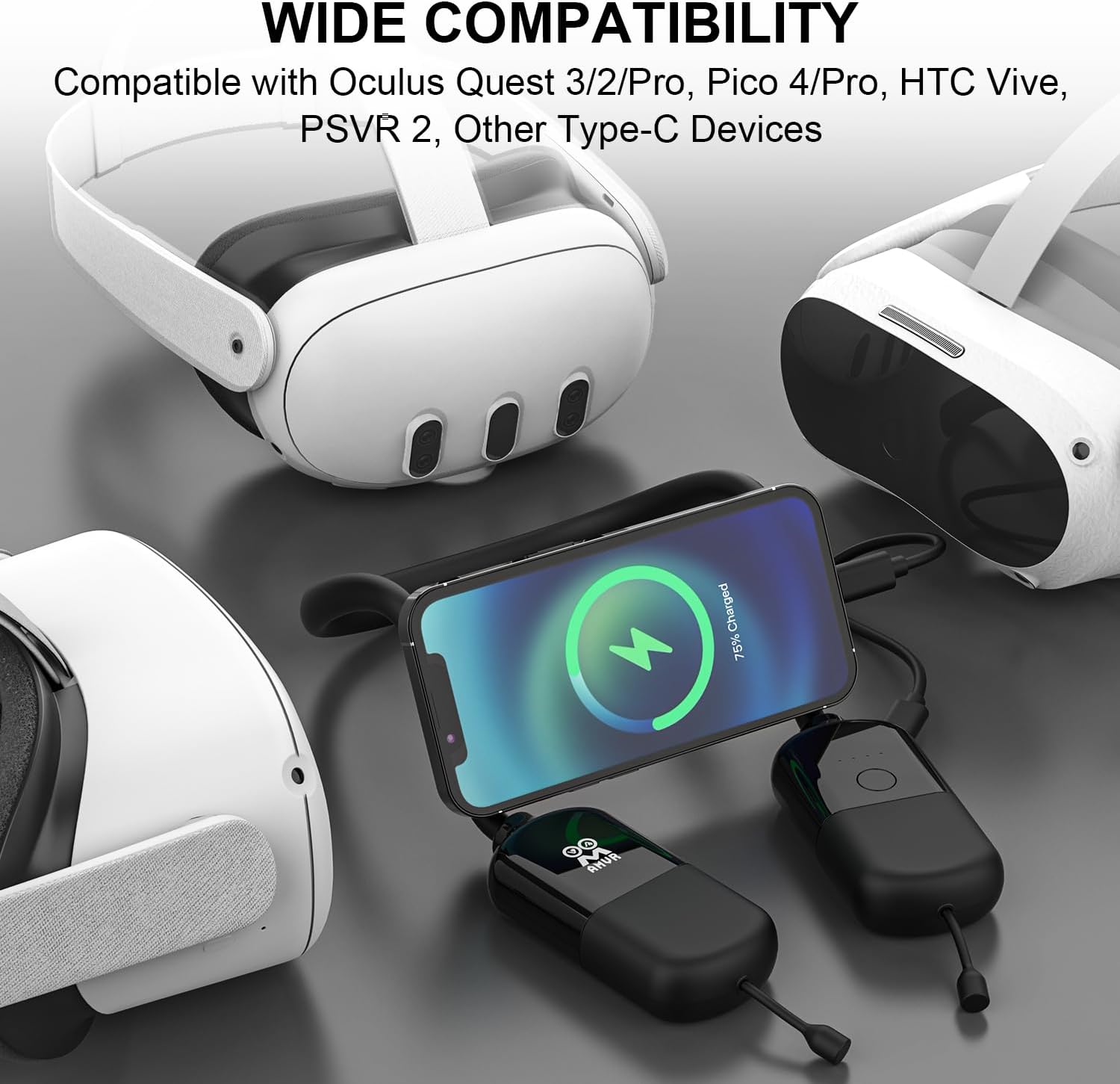 AMVR Portable Neck Hanging Power Bank For Quest3/ Quest 2/ Quest Pro/ Pico 4 AMVRSHOP