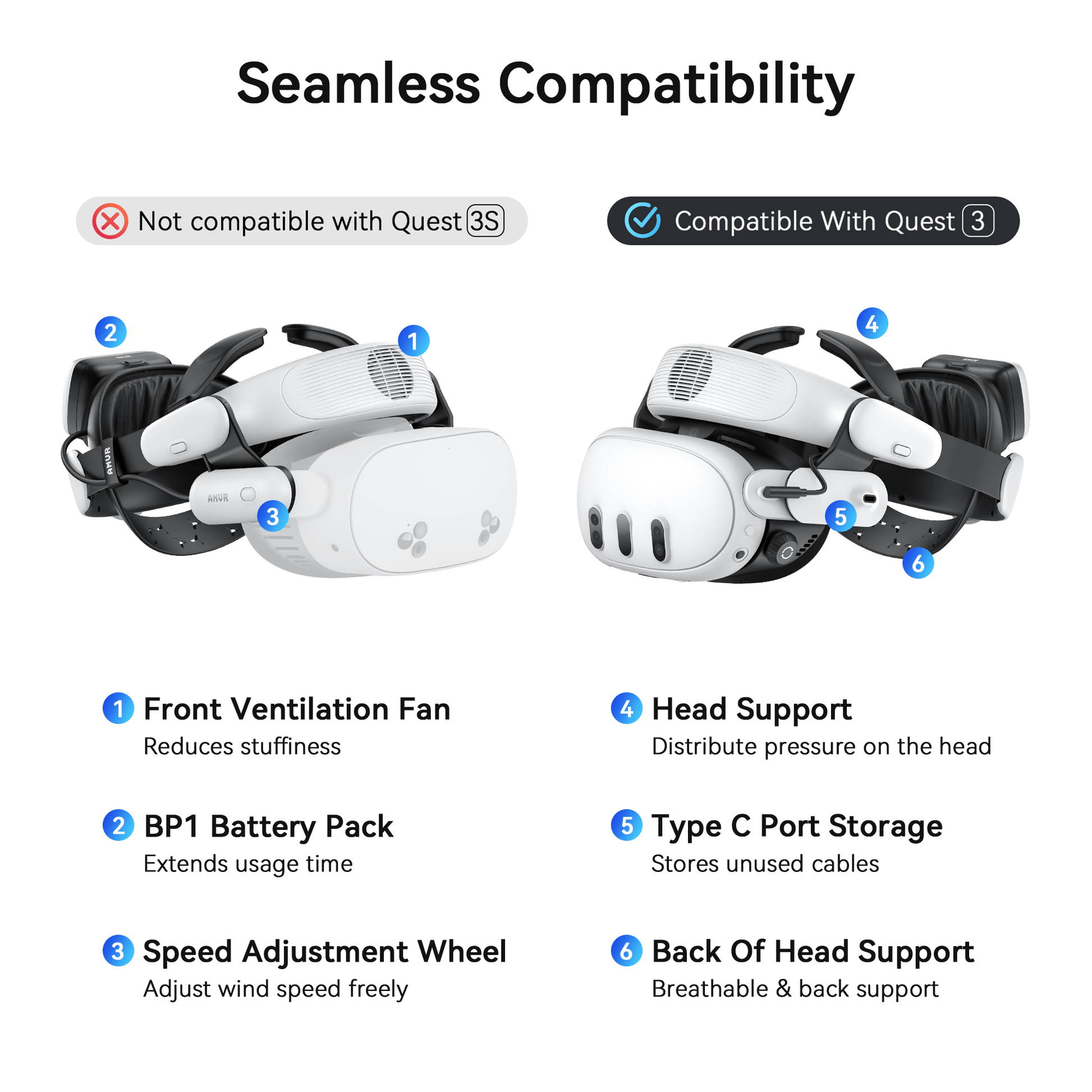 BS1 meta quest3 battery strap