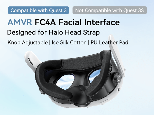 Meta Quest 3 Facial Interface with Knob Adjustment – Enhanced Ventilation, Dual Comfort Face Pads, and Glasses-Friendly Design