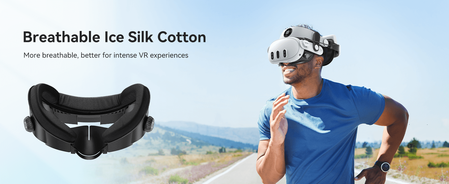 Meta Quest 3 Facial Interface with Knob Adjustment – Enhanced Ventilation, Dual Comfort Face Pads, and Glasses-Friendly Design