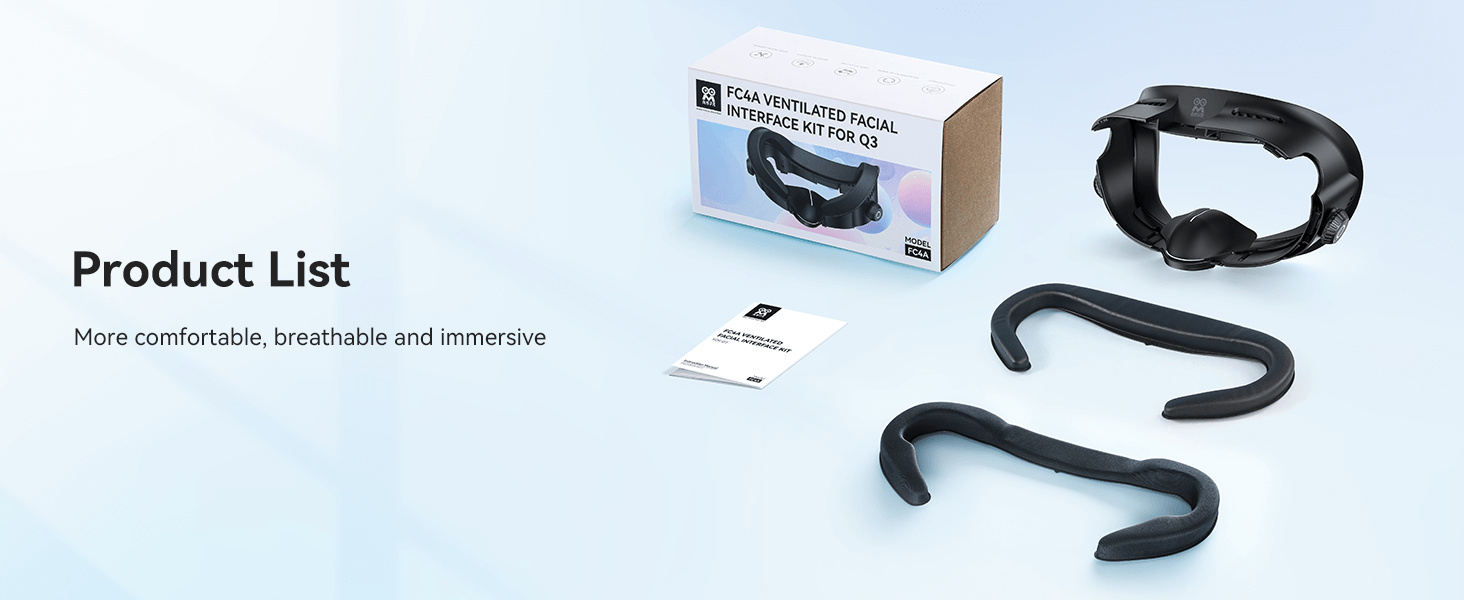 Meta Quest 3 Facial Interface with Knob Adjustment – Enhanced Ventilation, Dual Comfort Face Pads, and Glasses-Friendly Design