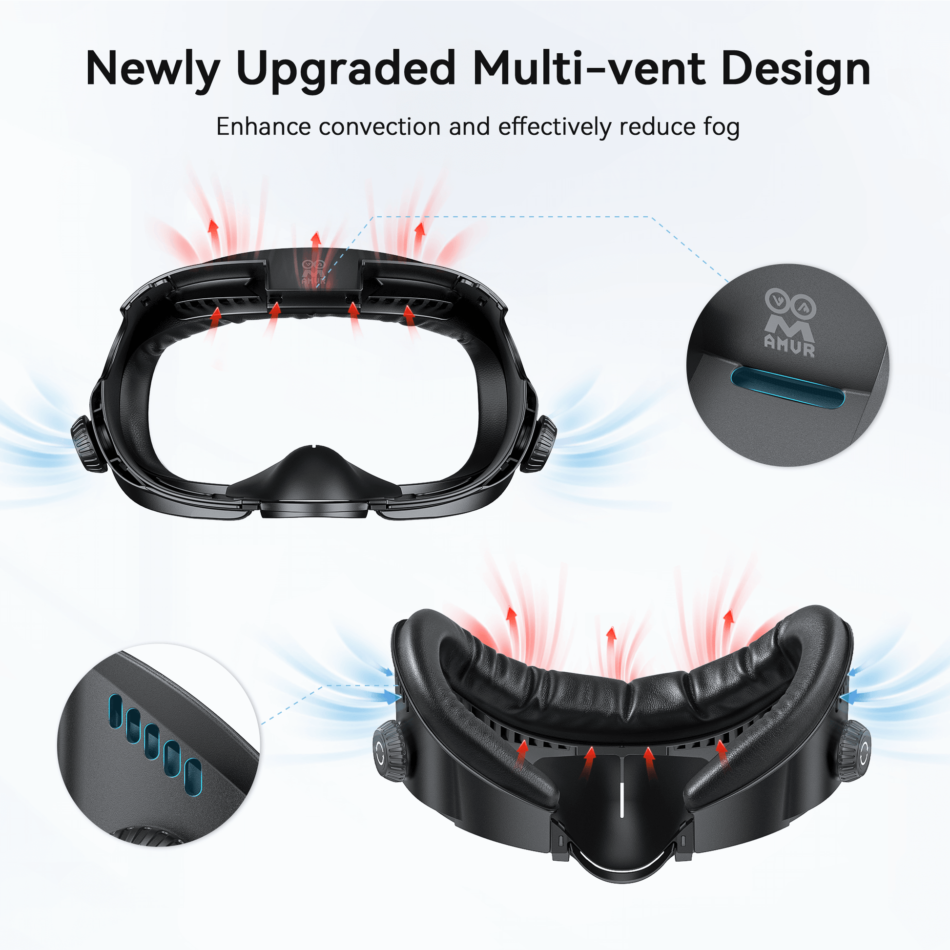 Meta Quest 3 Facial Interface with Knob Adjustment – Enhanced Ventilation, Dual Comfort Face Pads, and Glasses-Friendly Design