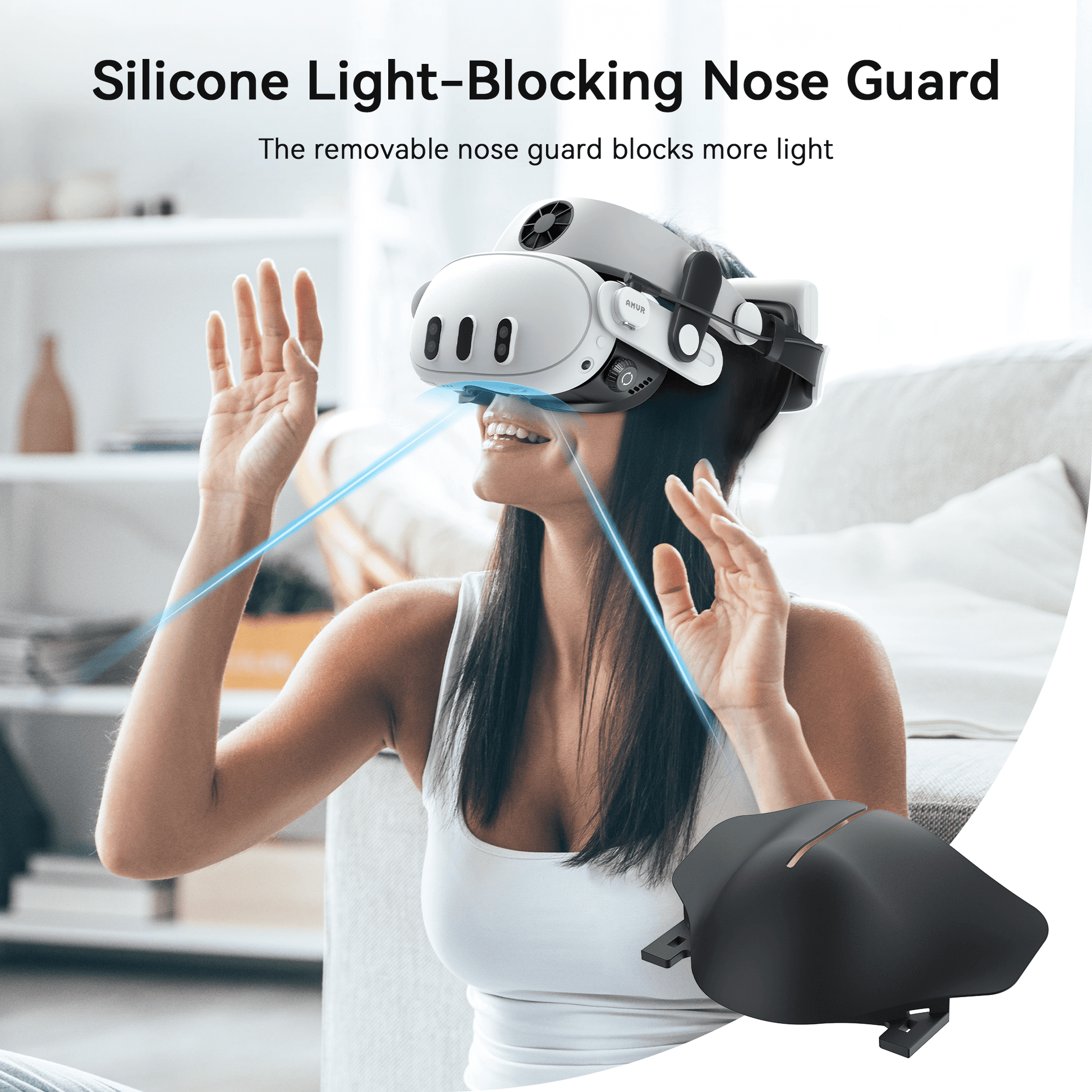 Meta Quest 3 Facial Interface with Knob Adjustment – Enhanced Ventilation, Dual Comfort Face Pads, and Glasses-Friendly Design