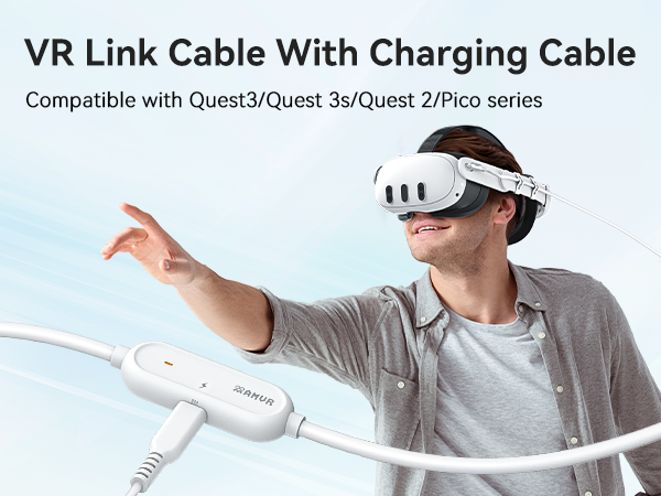 Link Cable for Quest 3 | Meta Quest Charging Cable - AMVR Link Cable for Quest 3 | Meta Quest Charging Cable - AMVR