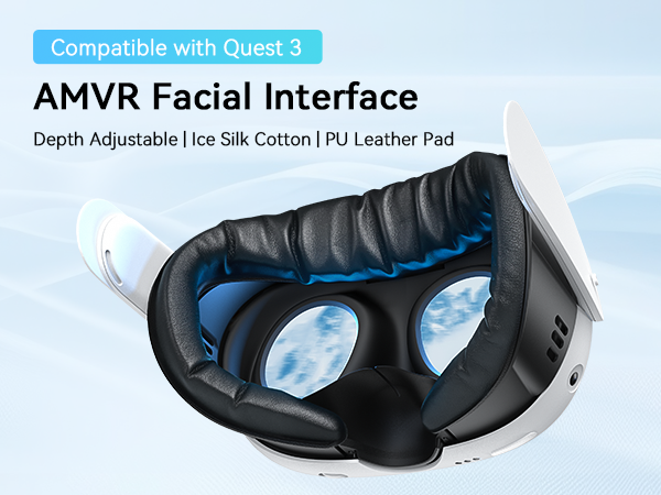 AMVR Face Cover Per Meta Quest 3 - Cuscino Regolabile Con Pelli PU E Ice Silk - Foto 11