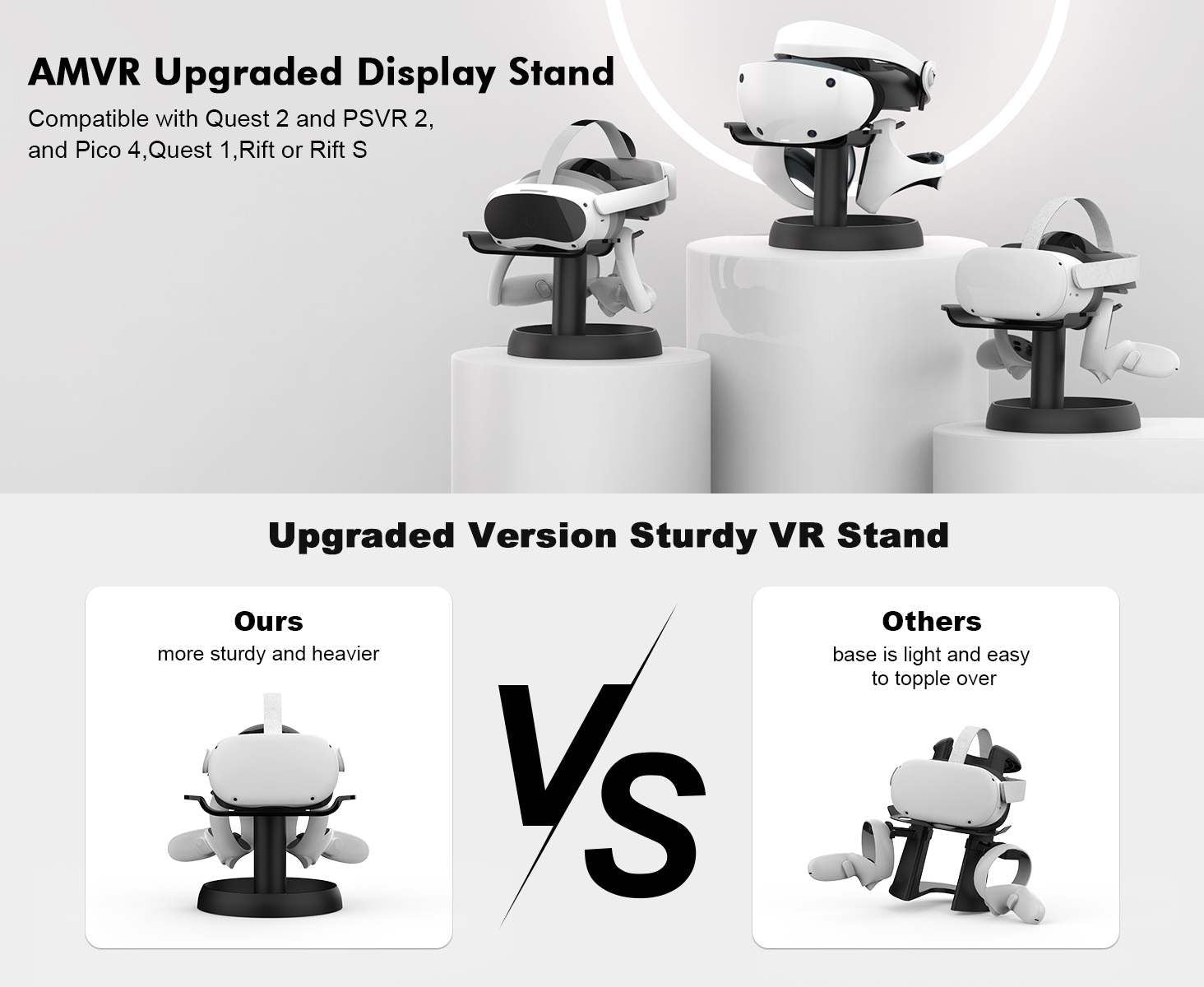 AMVR VR Stand for Quest3, Quest Pro, Quest 2, Pico4 With Greater Stability